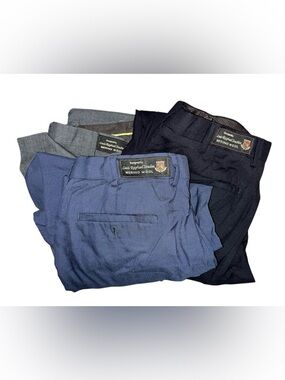 Louis Raphael Men's Dress Pants Trio in Navy, Black, and Gray